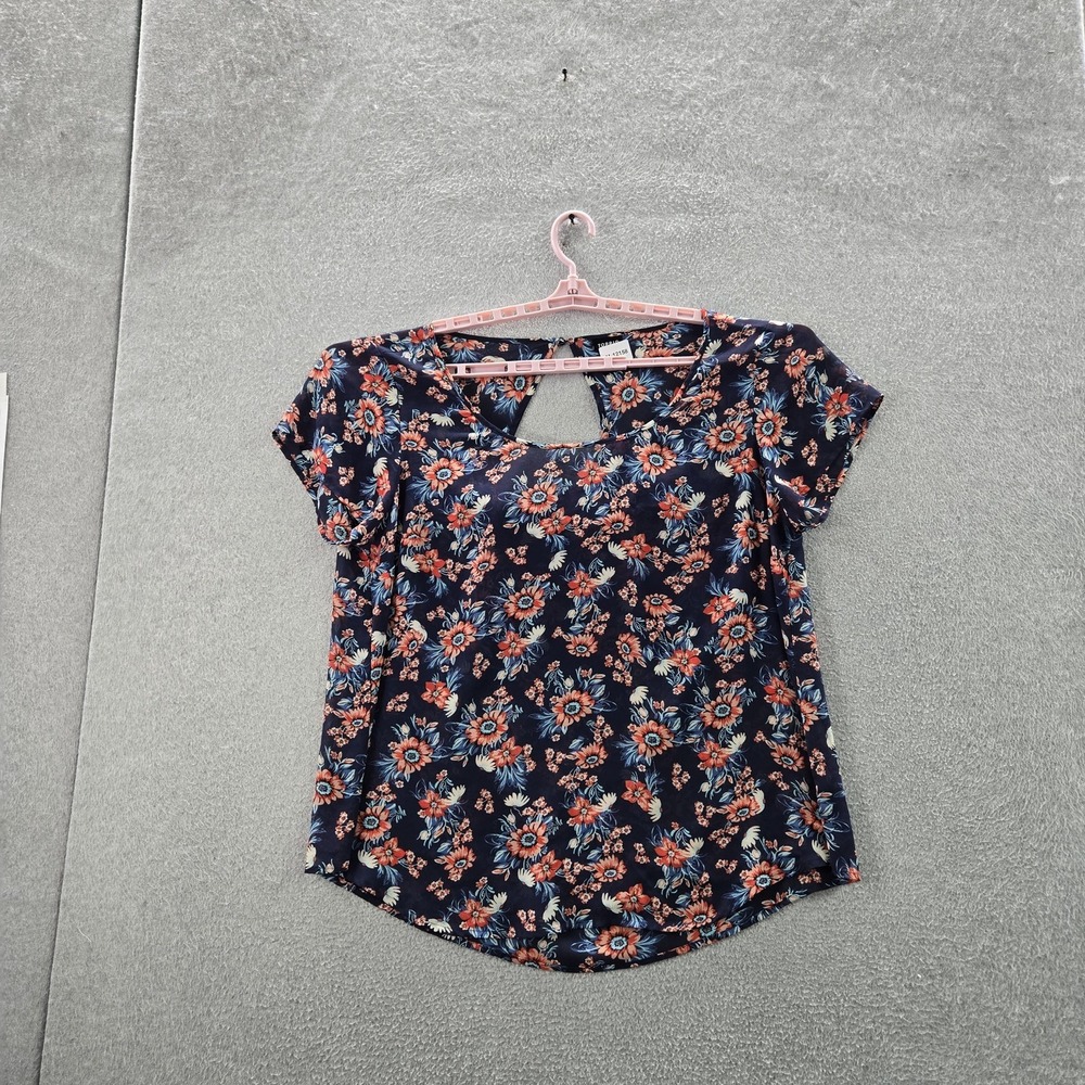 Torrid Women Blouse 2 Navy Floral Round Neck Pullover
